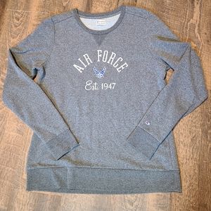Champion Gray Heathered "Airforce" Graphic crew neck sweatshirt Size XL